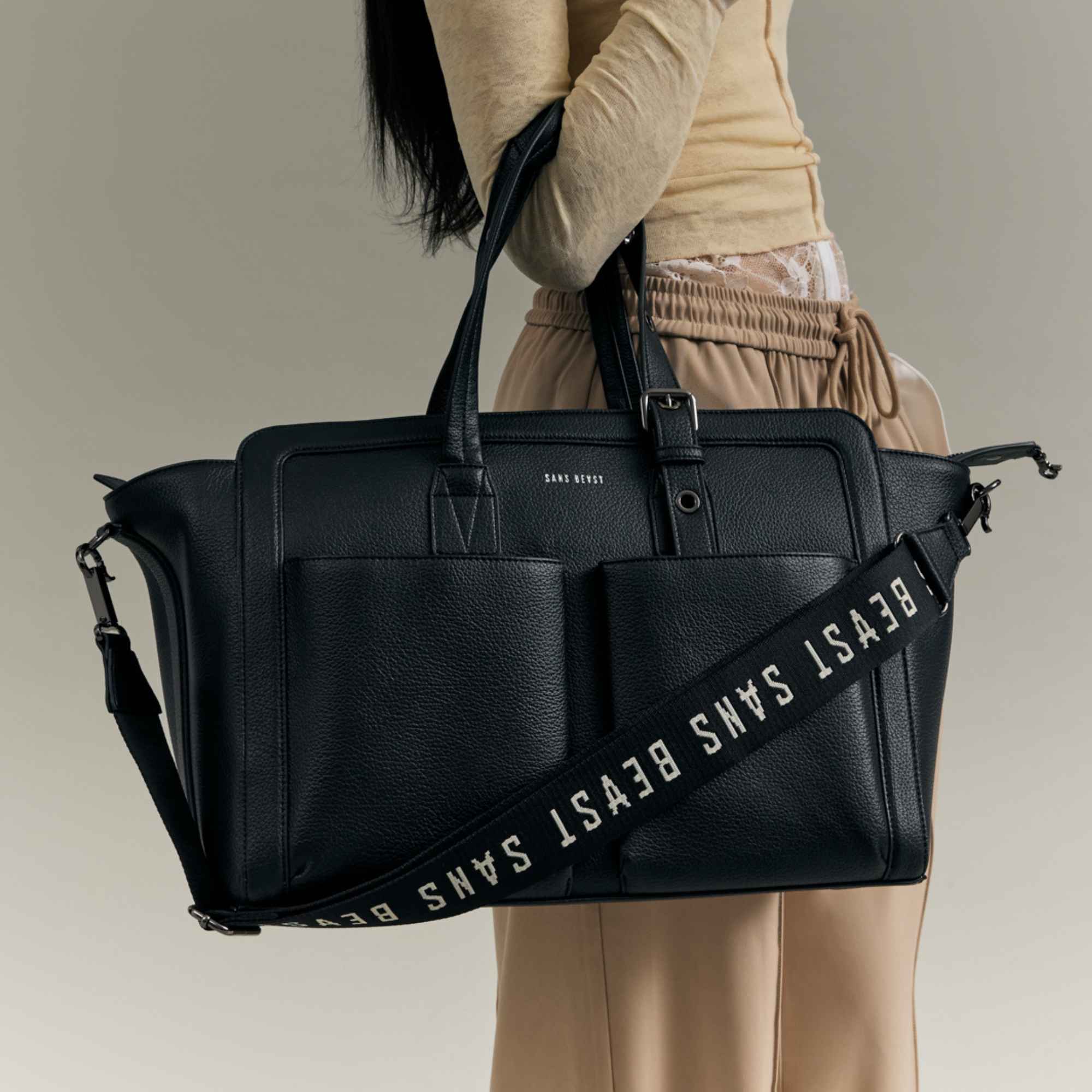 Sans Beast Daytripper Vegan Leather Tote Bag Black