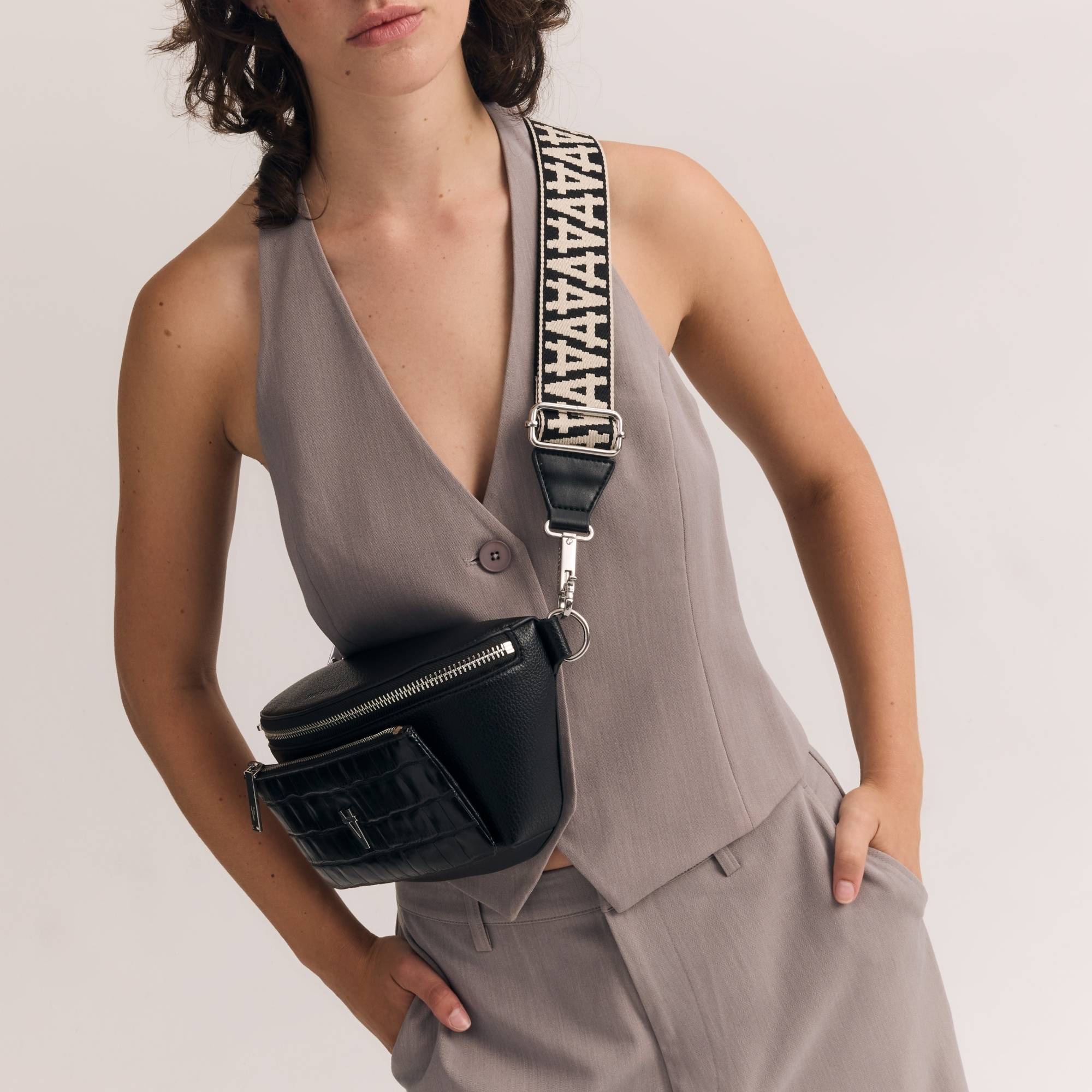 Bright Spark Vegan Crossbody Bag Black Silver Sans Beast