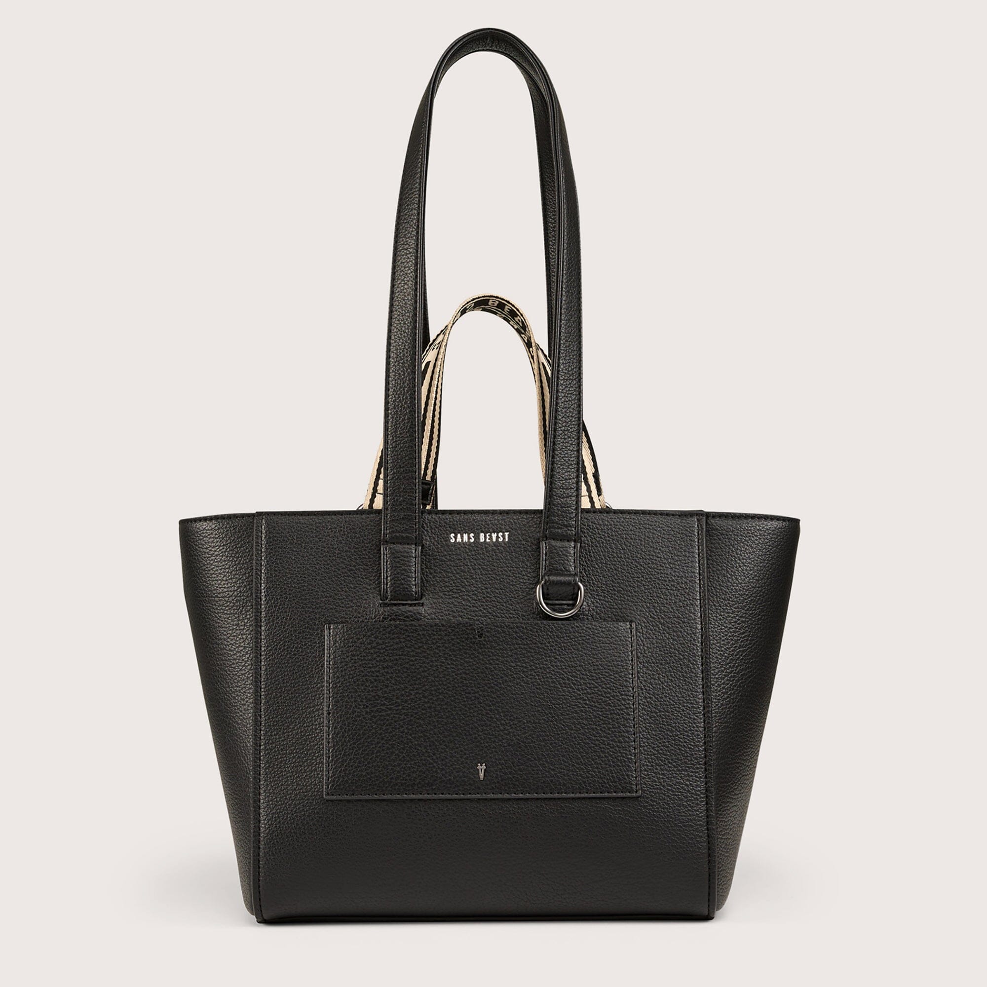 Library Vegan Leather Tote Bag Black front view