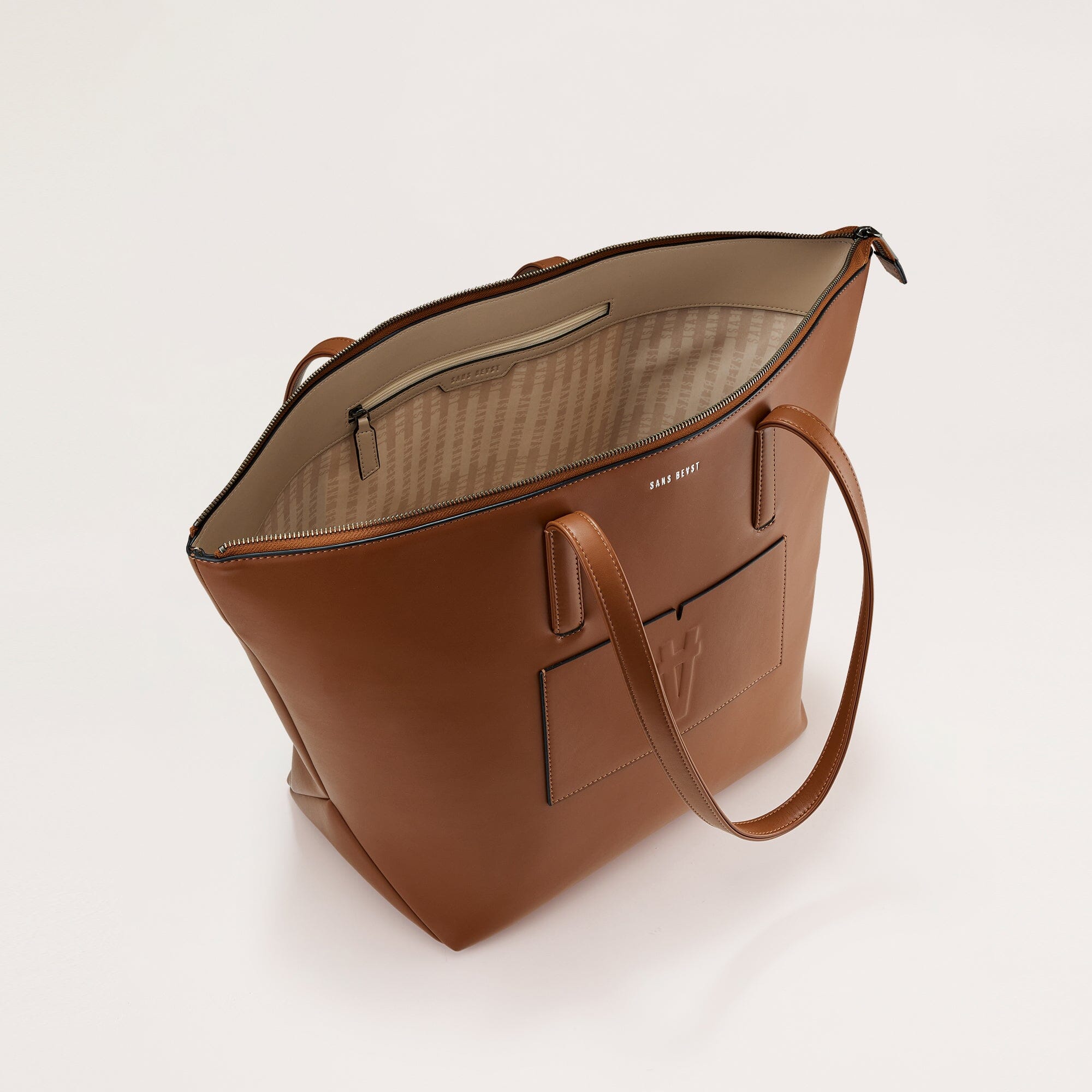 Nomad Vegan Leather Tote Bag Brown side view