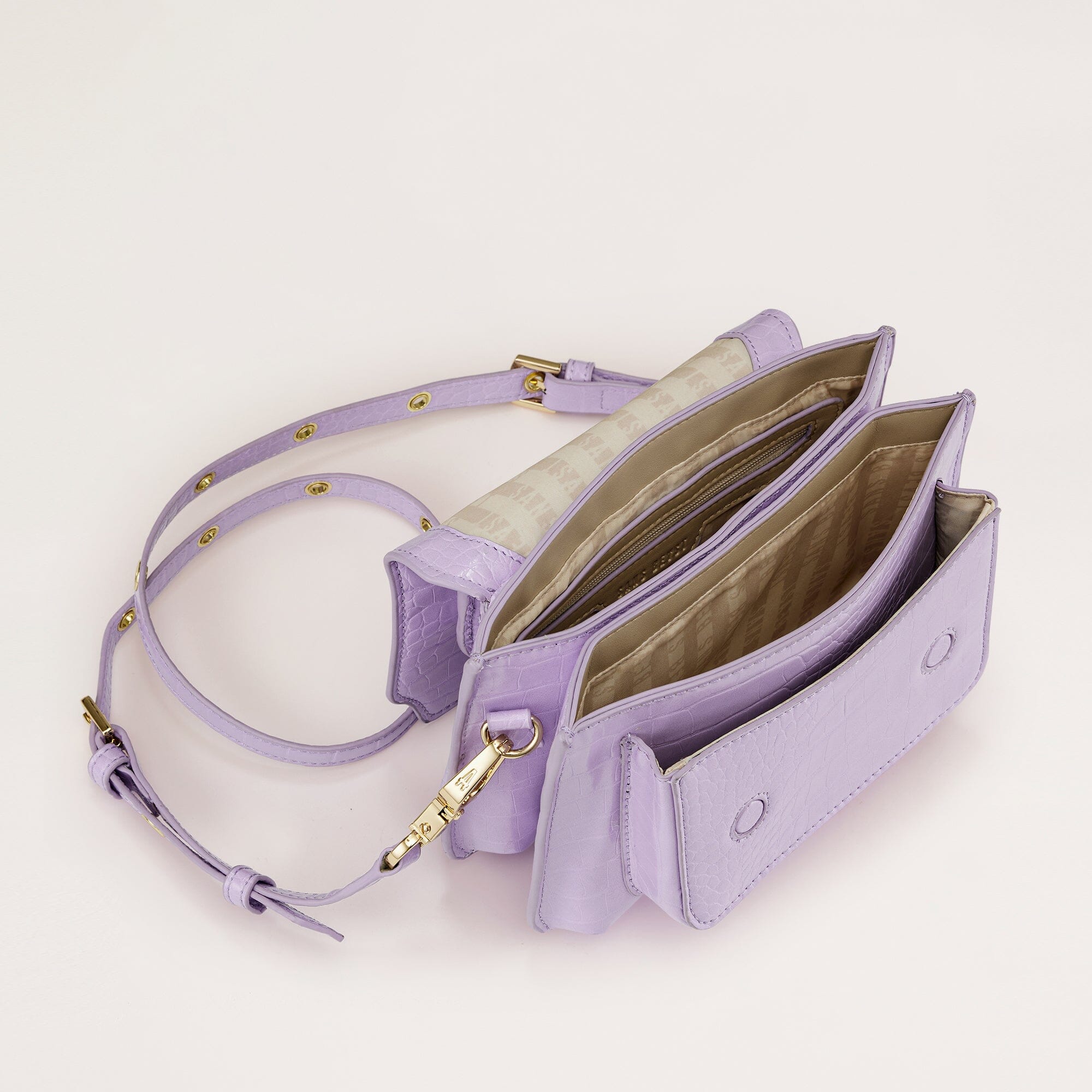 Reader Satchel Vegan Handbag Lavender internal view