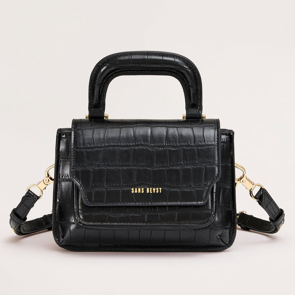 black croc satchel