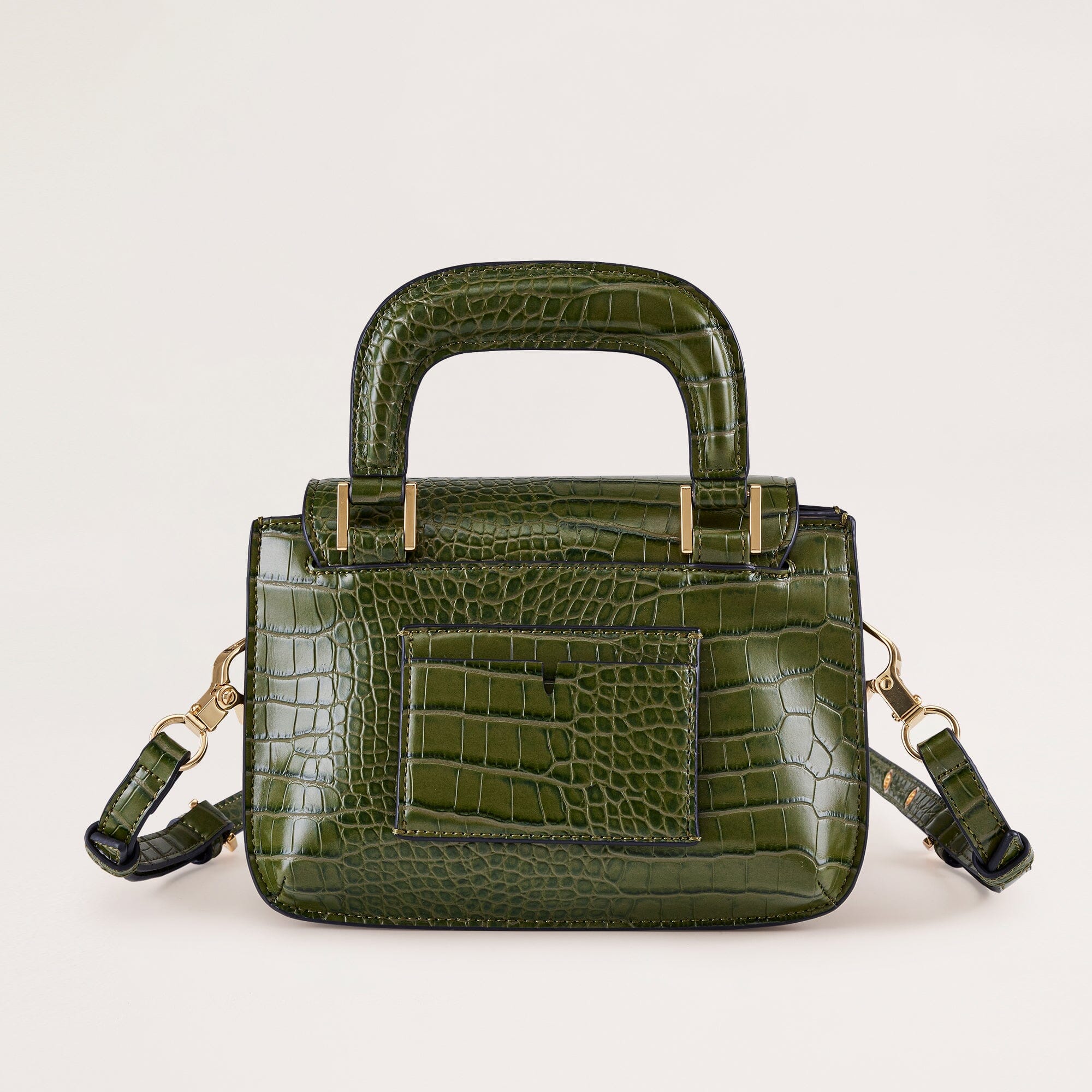 Reader Satchel Vegan Handbag Olive Green rear view