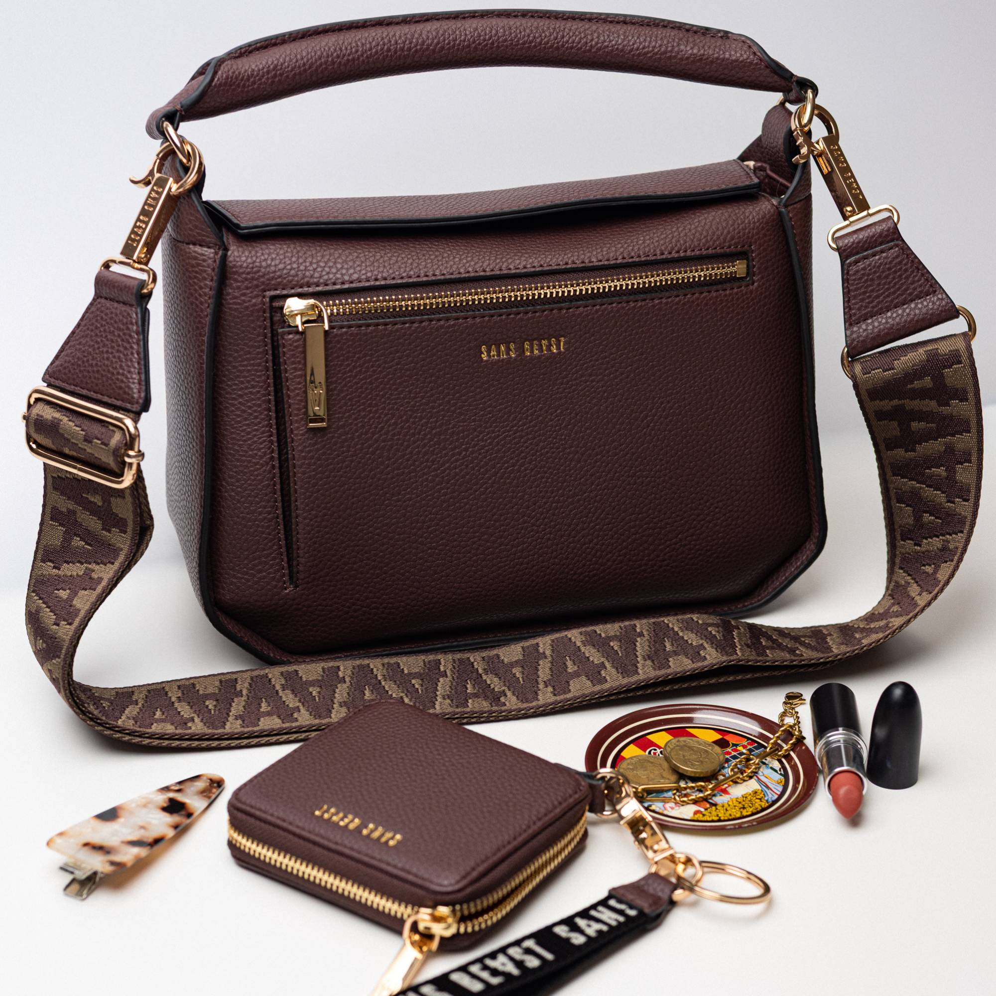 Sanctuary Vegan Leather Handbag Burgundy Sans Beast