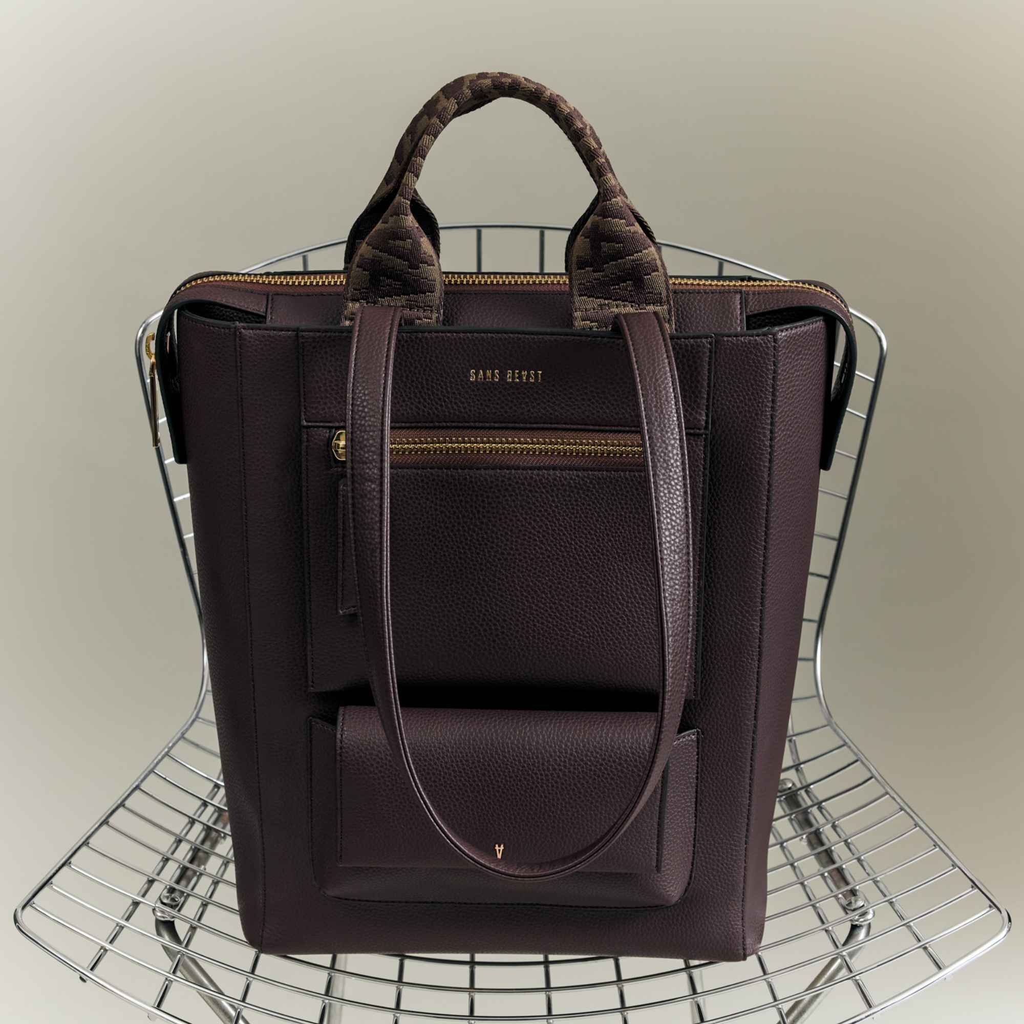 Sans Beast Universo Vegan Leather Tote Bag Burgundy