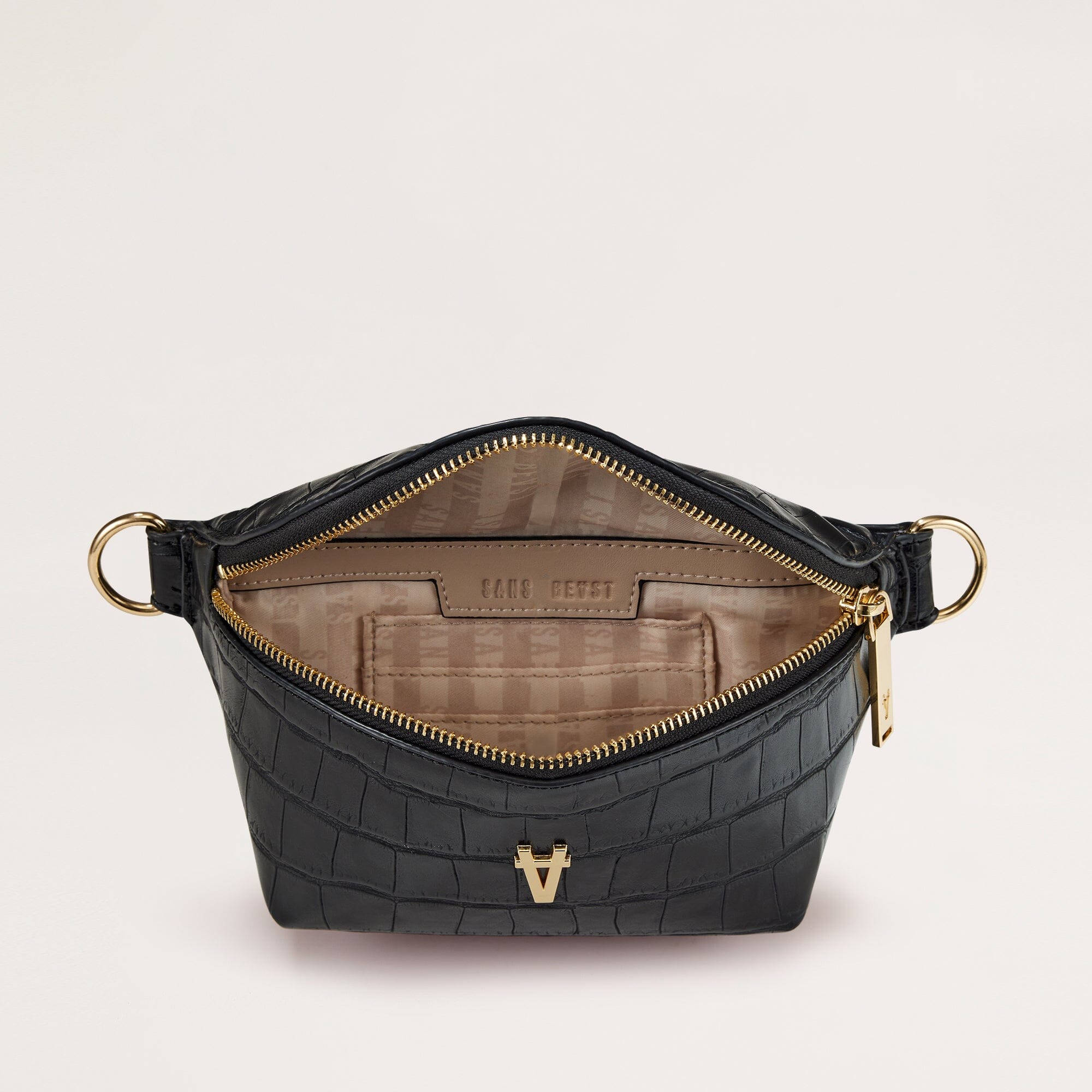Tiny Spark Vegan Crossbody Bag Black internal view