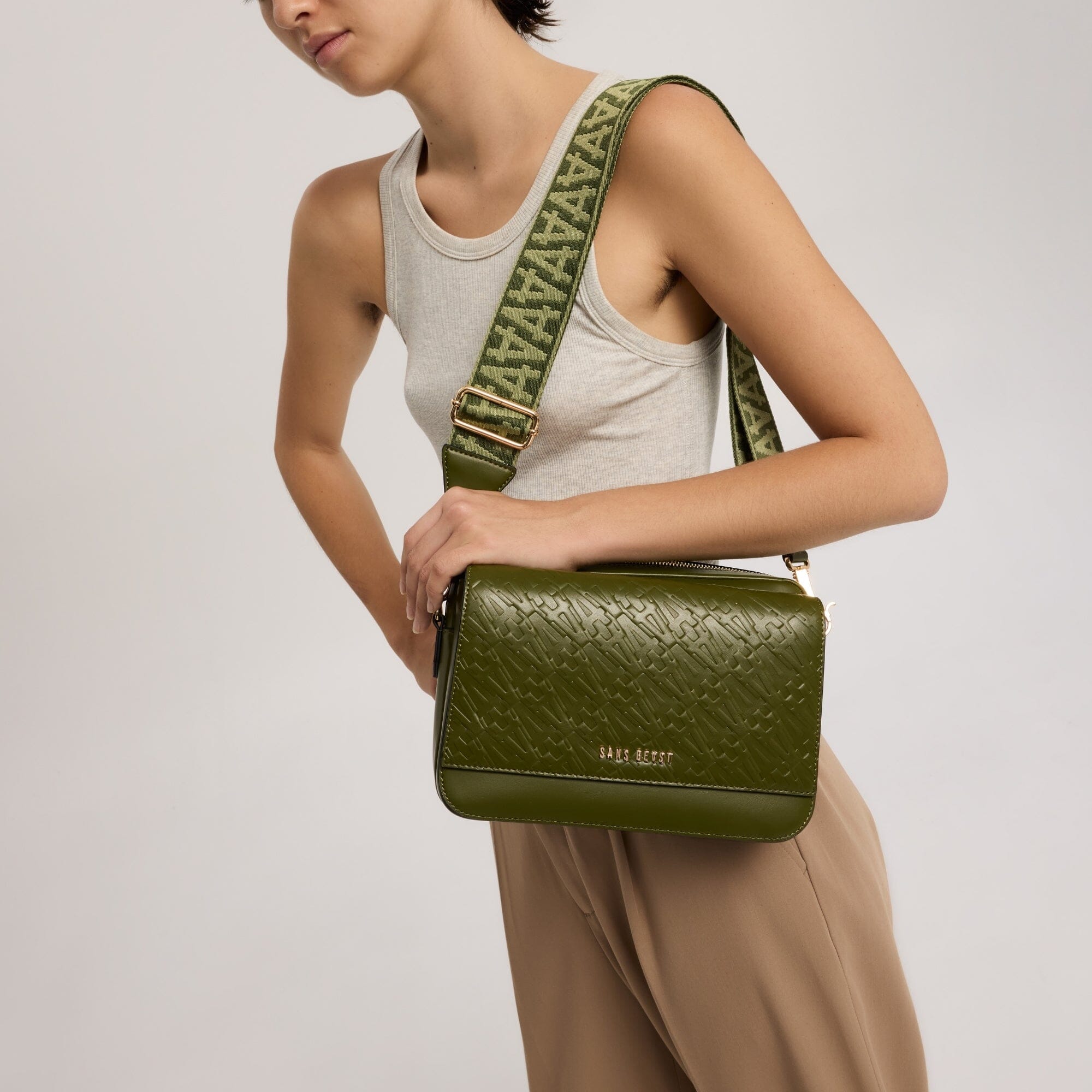 Voyage Vegan Crossbody Bag Olive Green Sans Beast - Main Image