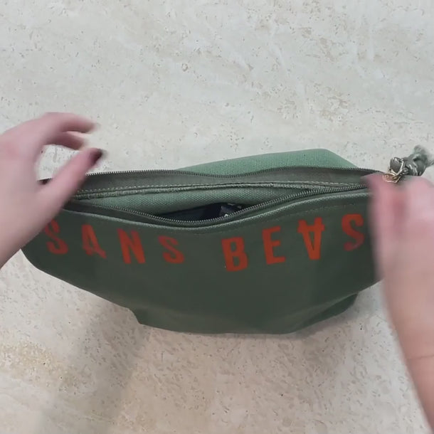 Sans Beast Zippy Canvas Pouch Olive Green