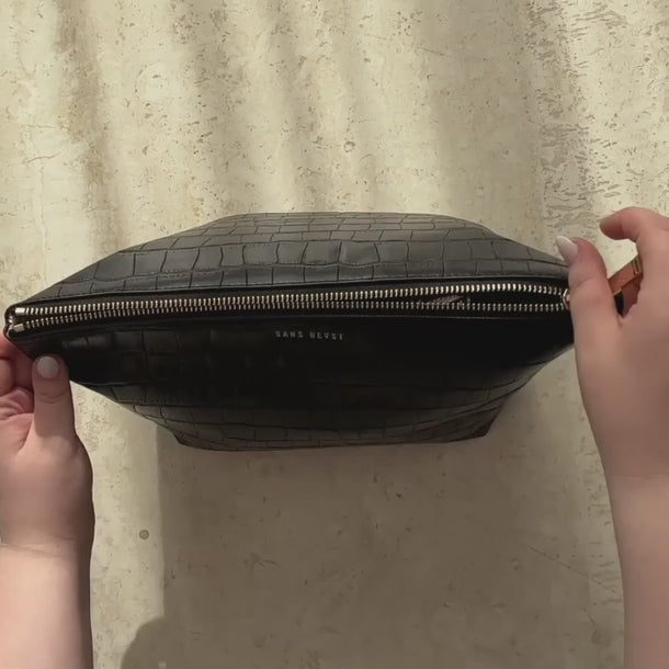 Stopover Clutch Vegan Leather Clutch Noir Croco Black Sans Beast