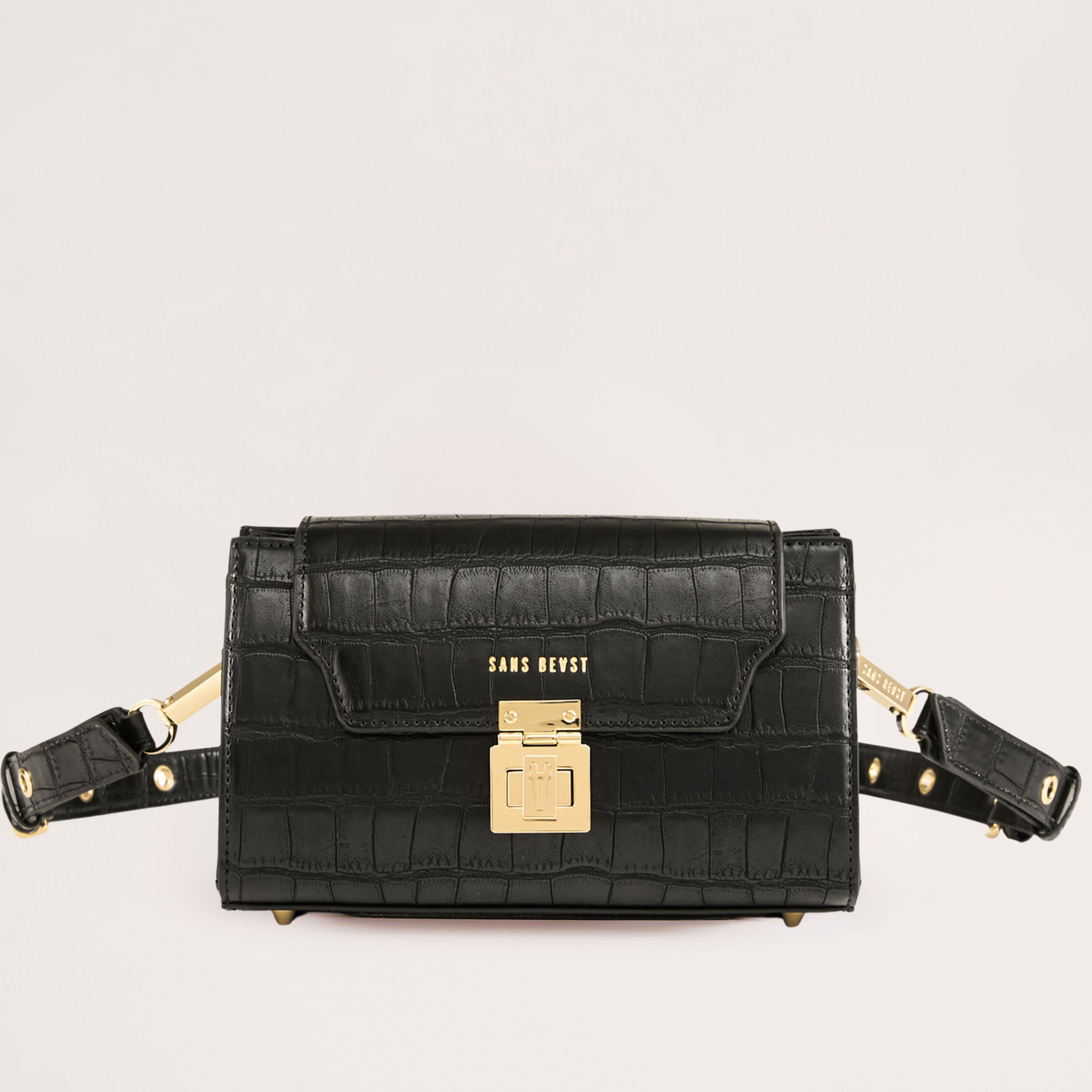 Black and gold cross body online bag