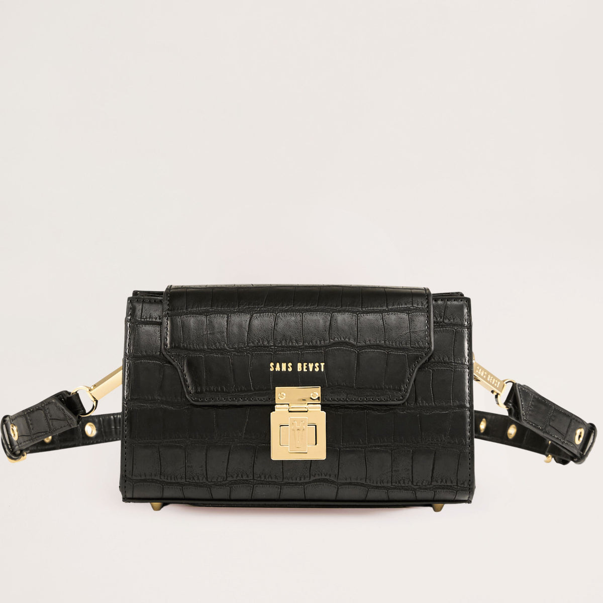 Lobby Vegan Crossbody Bag Black + Gold Sans Beast